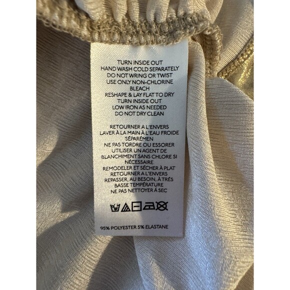 NWT Anthropologie Maeve Mock Neck Ruched Shine Tank Top Gold Metallic Size Large - Picture 7 of 8